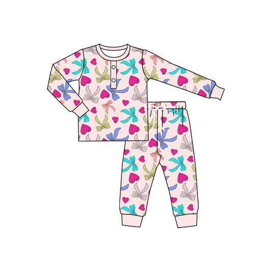 Baby Girls Valentines Bows Shirt Pants Pajamas Clothes Sets Preorder