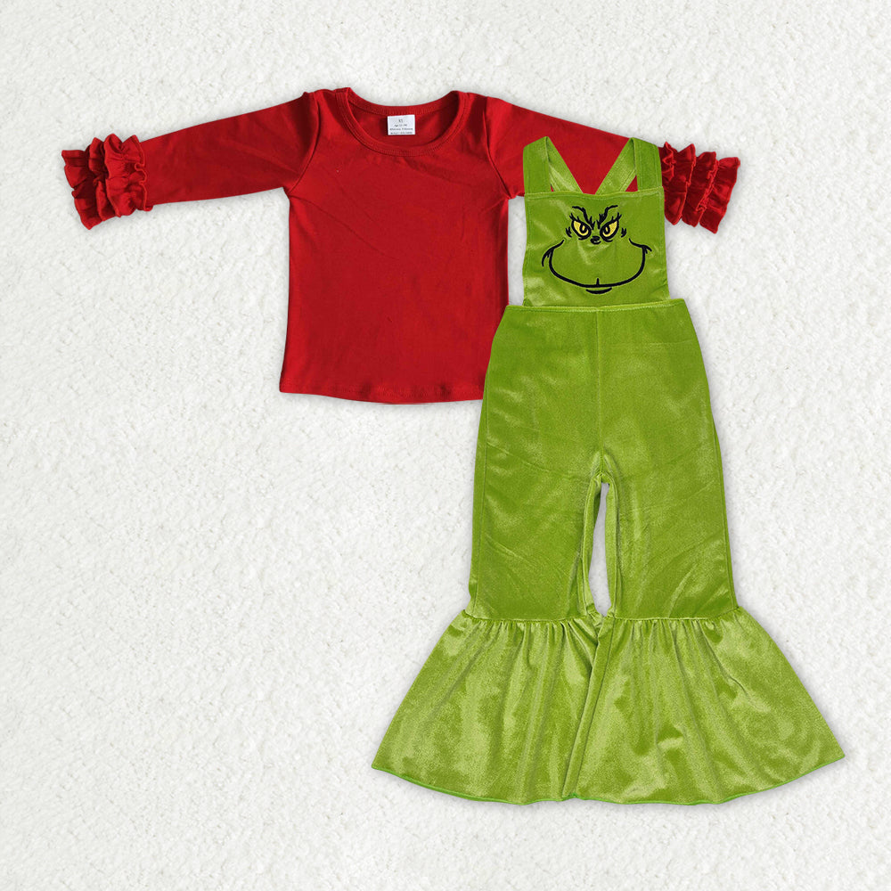 Baby Girls Christmas Red Icing Shirts Velvet Jumpsuits Clothes Sets