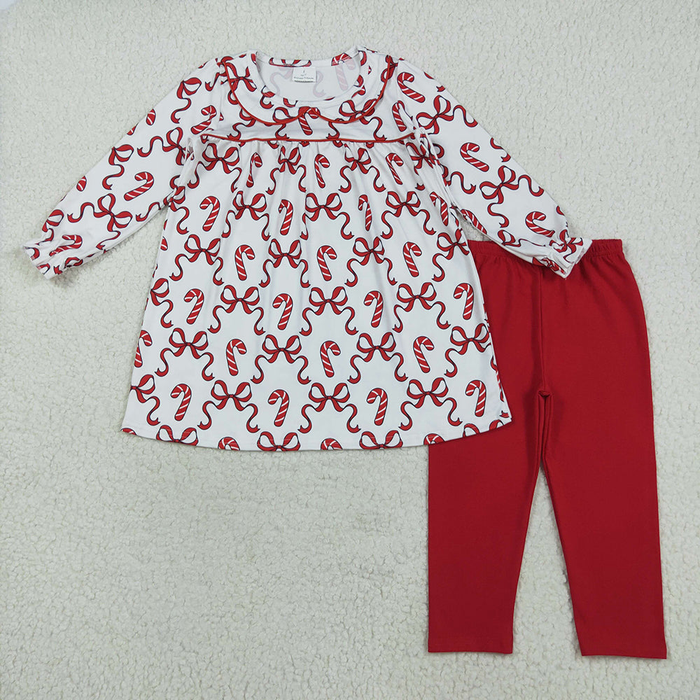 Baby Girls Christmas Candy Cane Tunic Legging Clothes Sets
