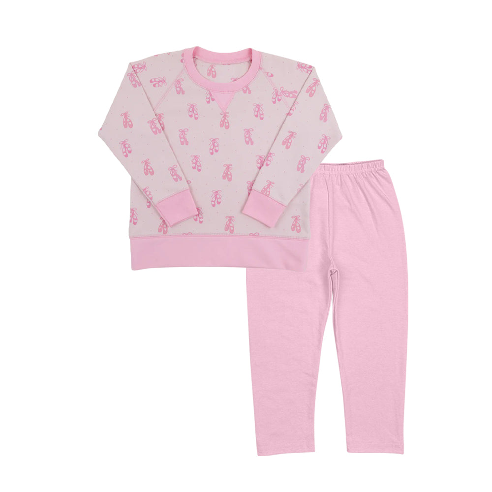 Preorder moq 5 Baby Girls Pink Bow Shoes Top Pant Western Clothes Set