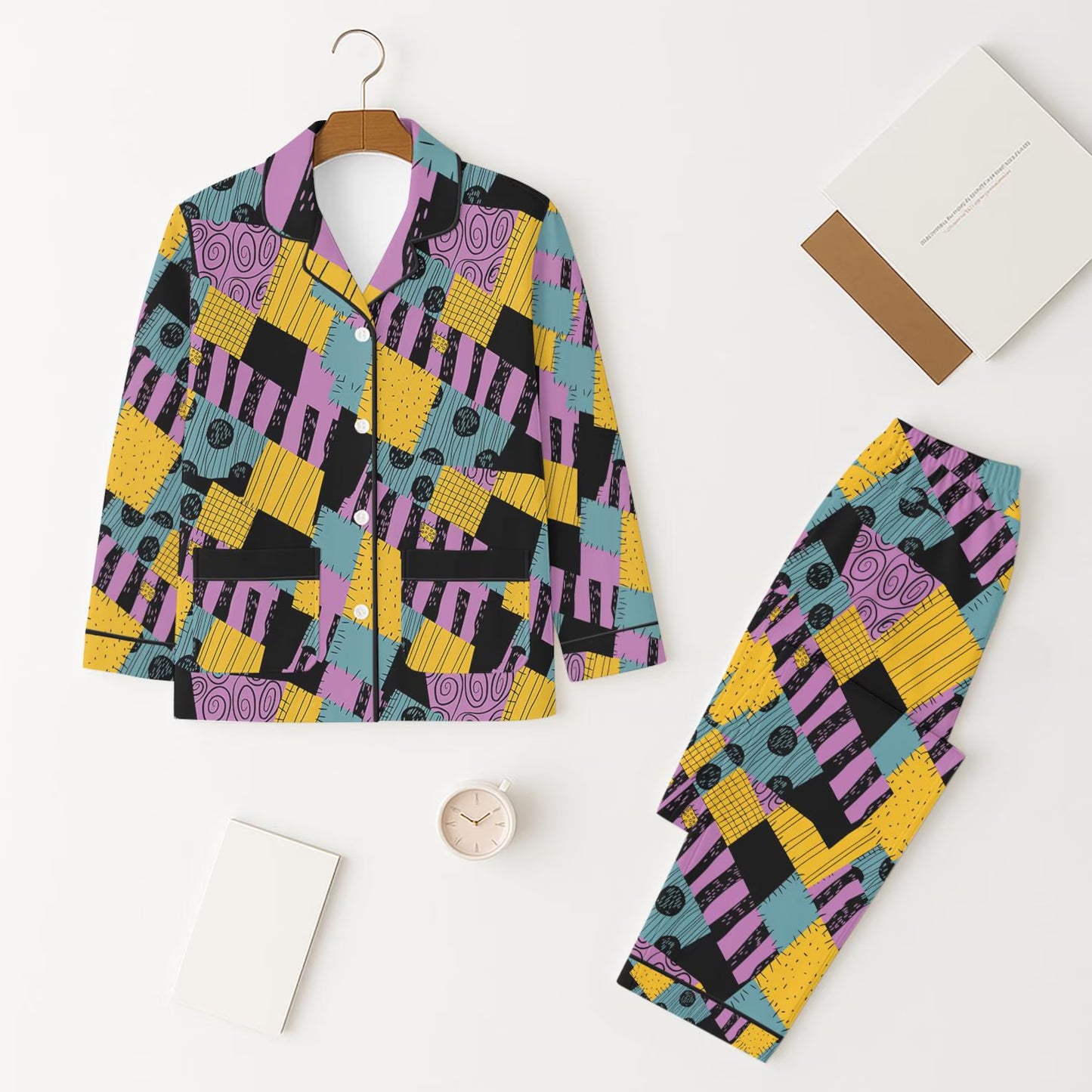 Baby Girls Long Sleeves Purple Yellow Plaid Button Pockets Top Pant Pajamas Set Preorder