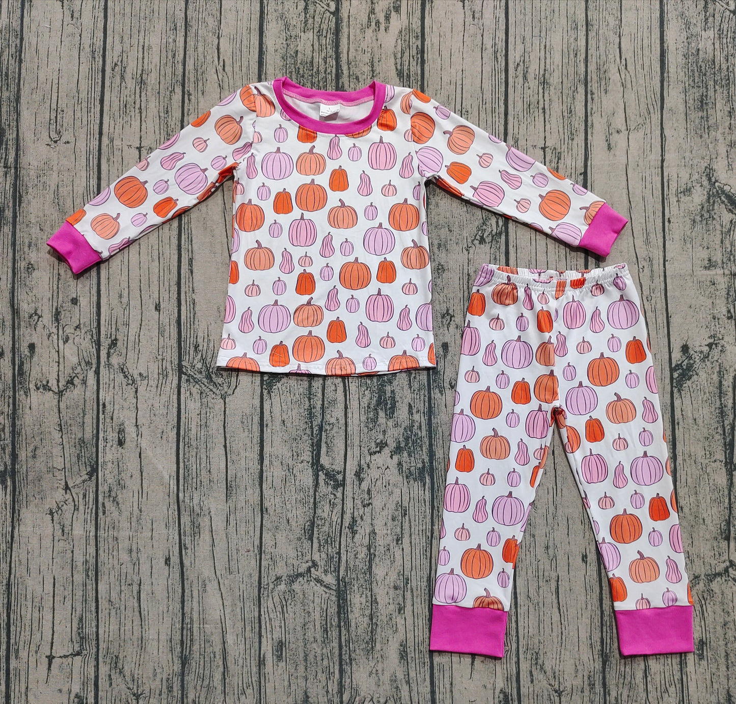 Baby Girls Colorful Pumpkins Plaid Top Pants Fall Pajamas Sets