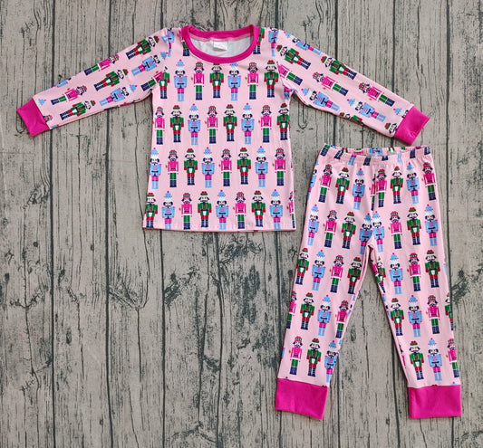 Baby Girls Christmas Pink Soldiers Tops Pants Pajamas Sets
