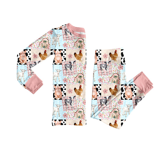 Baby Girls Pigs Chicks Top Pants Farm Pajamas Sets Preorder