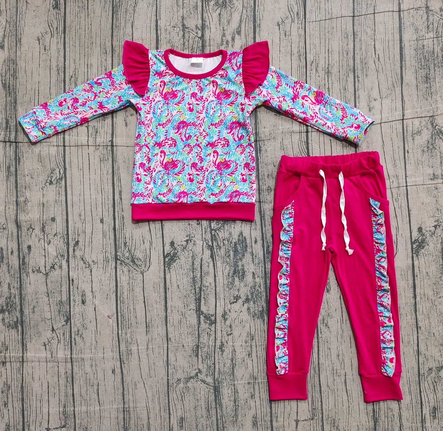 Baby Girls Watercolor Floral Shirts Top Pockets Jogger Pants Clothes Sets