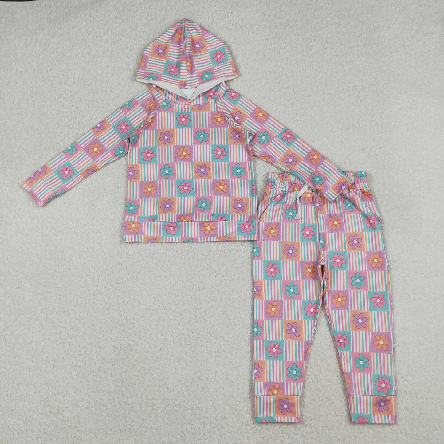 Sibling Baby Girls Colorful Flowers Hoodies Top Legging Pants Clothes Sets