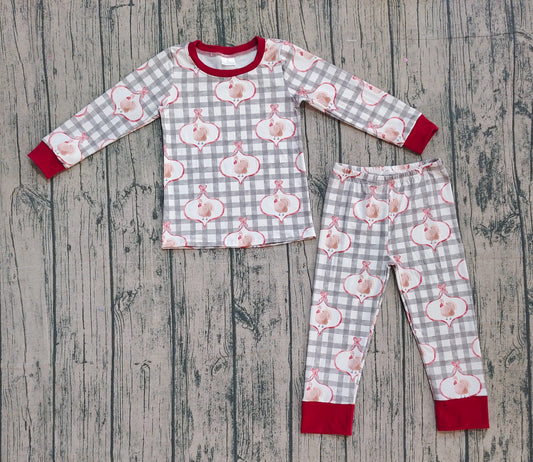 Baby Girls Turkey Checked Top Pant Thanksgiving Pajamas Sets