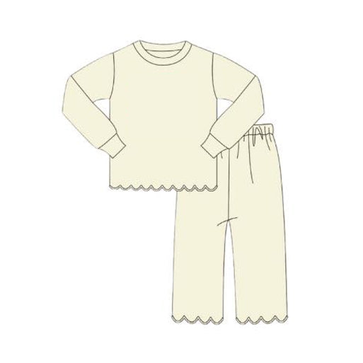 Baby Girls Light Yellow Ruffle Top Pants Pajamas Sets Preorder