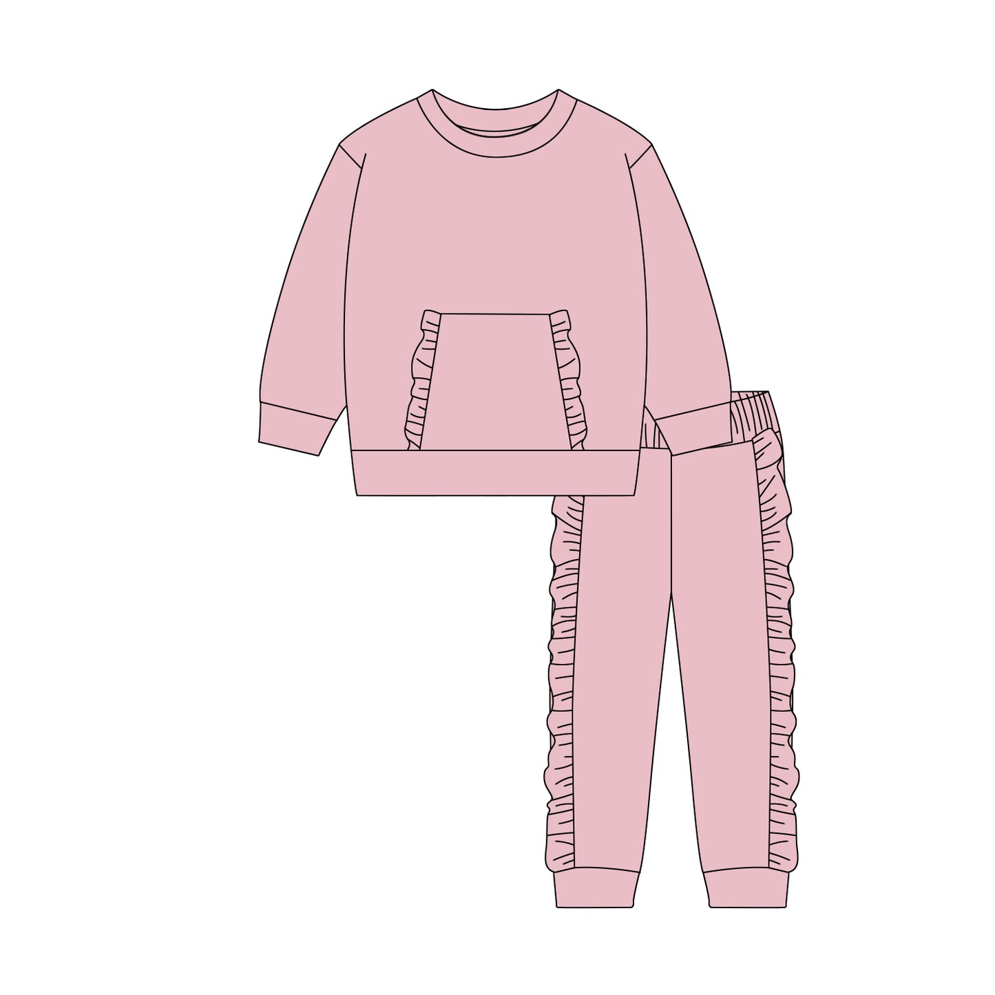 Baby Girls Pink Pocket Top Ruffle Legging Pants Clothes Sets Preorder