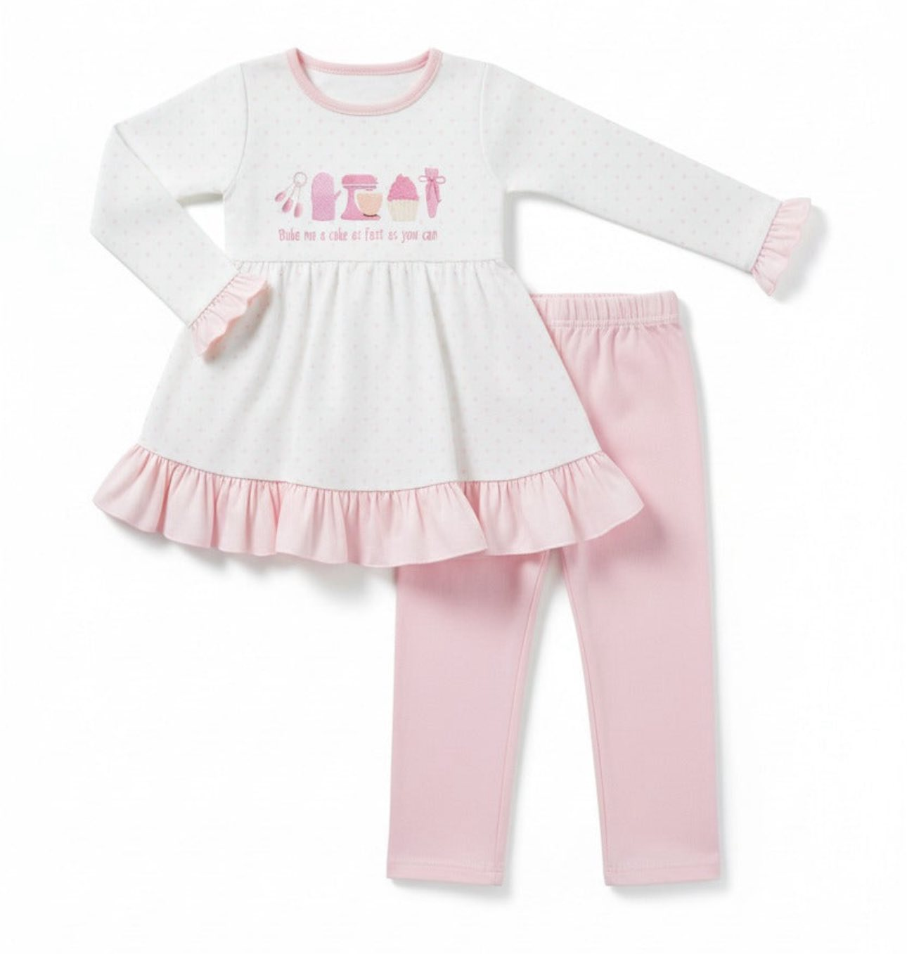 Baby Girls Polka Dots Birthday Cakes Tunic Legging Pants Clothes Sets Preorder