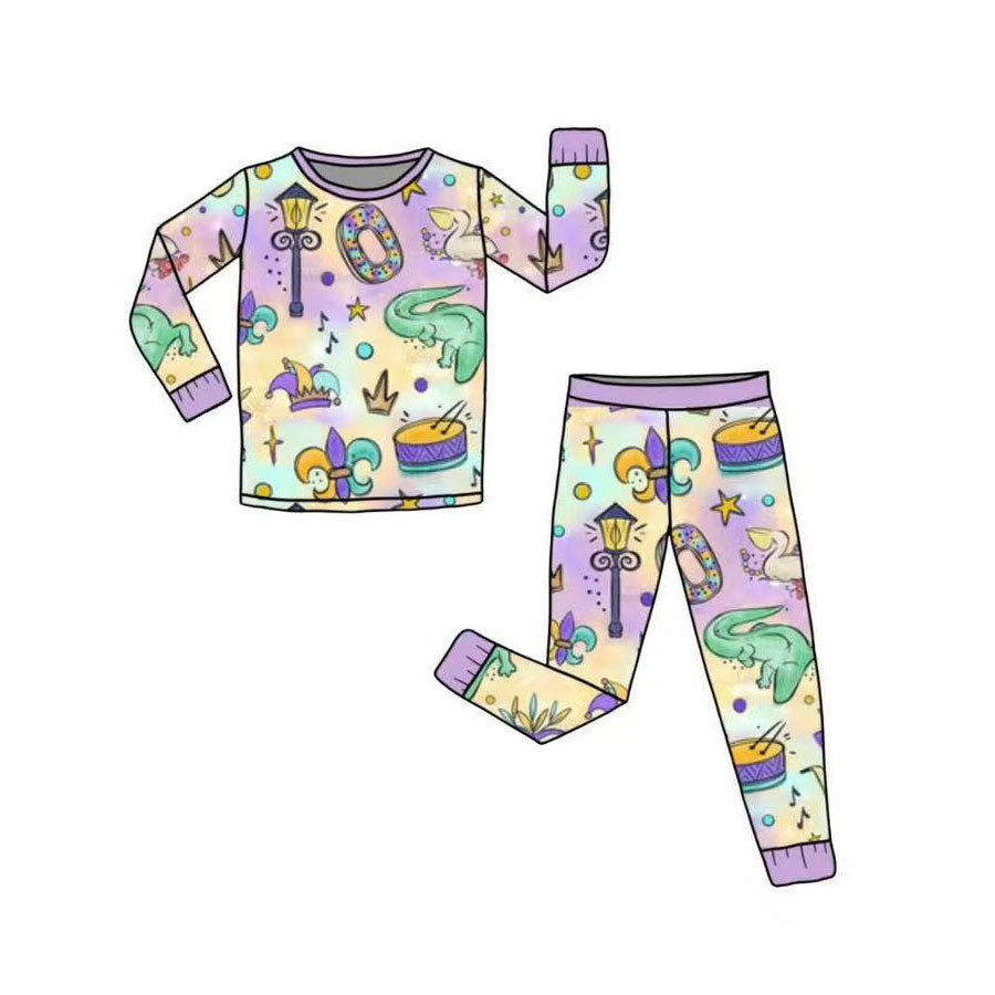 Baby Girls Mardigras Anchors Top Pants Pajamas Sets Preorder