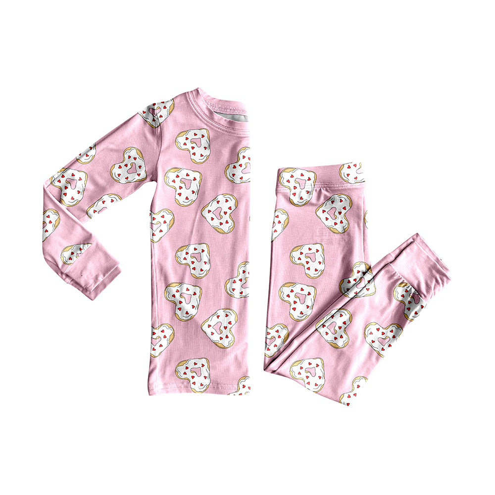 Baby Girls Pink Donuts Hearts Top Pants Valentines Pajamas Sets Preorder