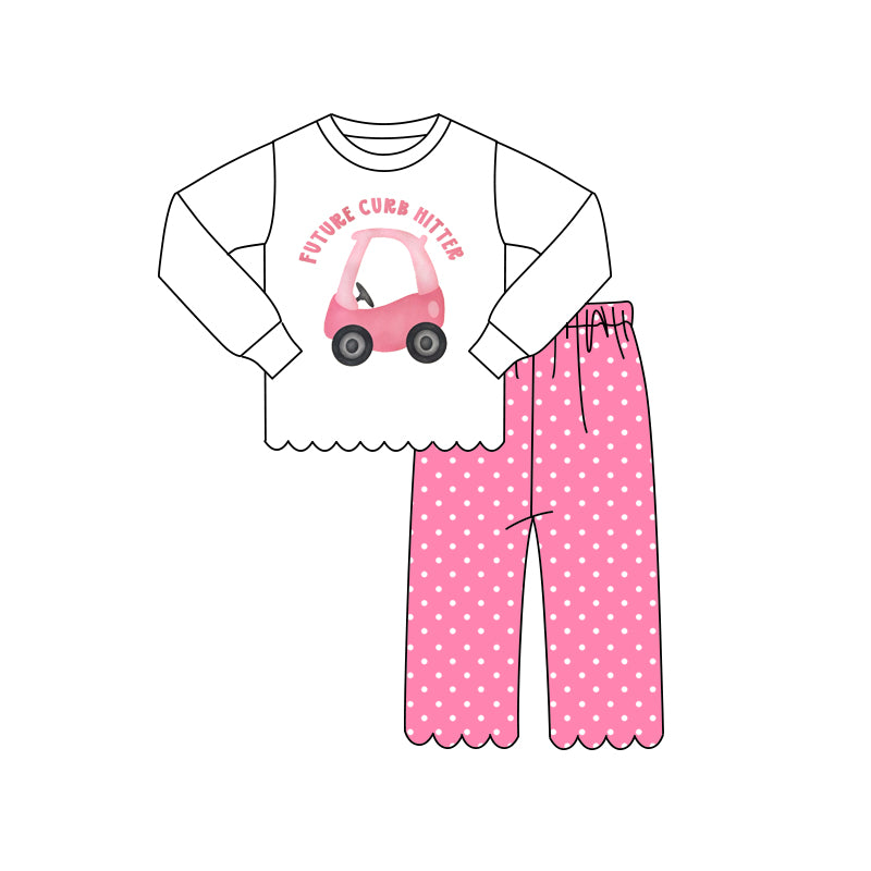 Baby Girls Future Curb Hitter Trucks Top Polka Dots Pant Scallop Clothes Sets Preorder