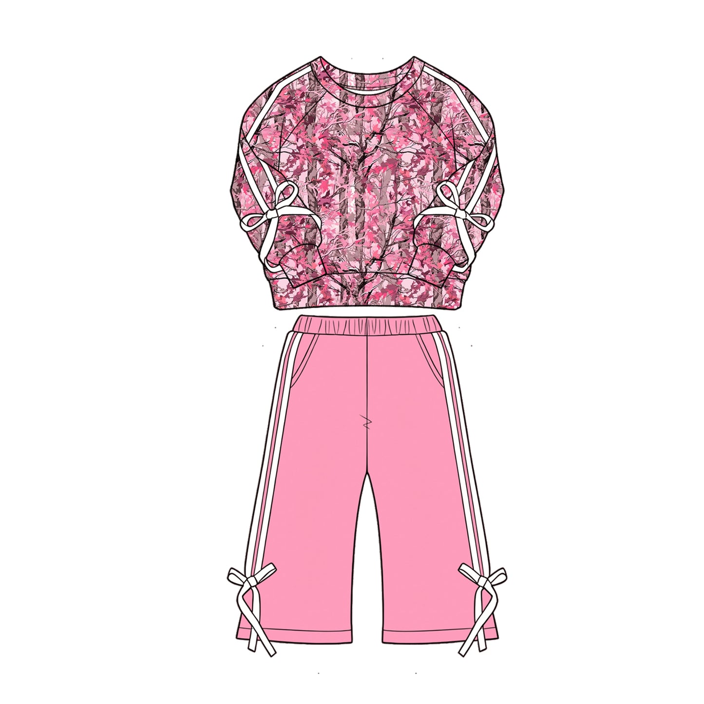 Baby Girls Leaves Camo Shirt Top Pockets Flare Pant Fall Clothes Sets Preorder