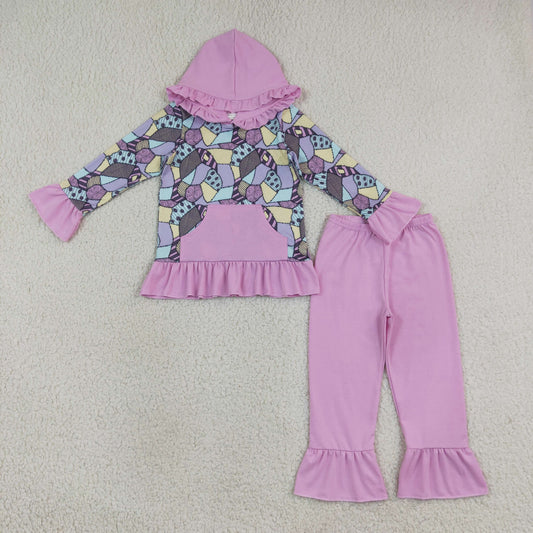 Baby Girls Halloween Magic Patchwork Pocket Hoodies Ruffle Pant Cloths Sets