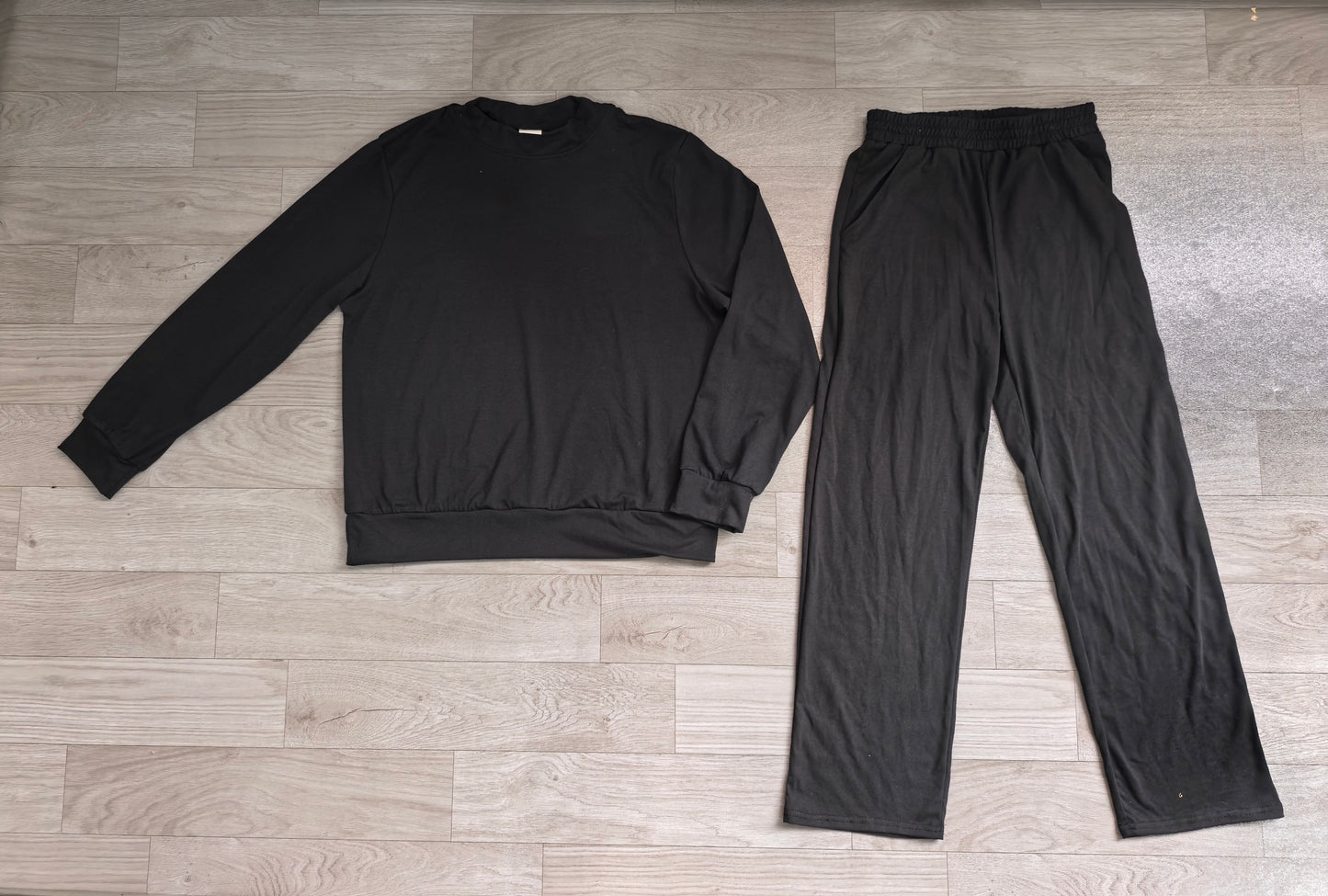 Preorder moq 5 Adult Women Black Top Flare Pants Fall Pajamas Clothes Sets