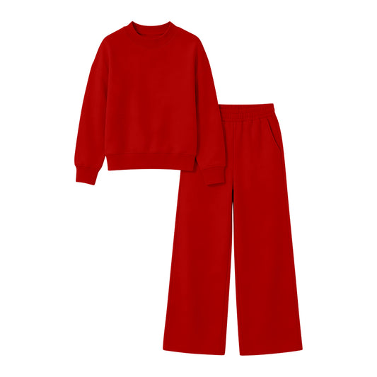 Preorder moq 5 Adult Women Red Top Flare Pants Fall Pajamas Clothes Sets