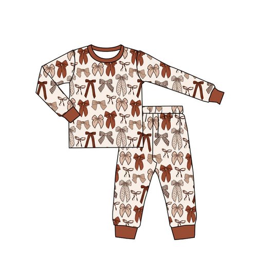 Baby Girls Bows Plaid Top Pant Fall Pajamas Sets Preorder