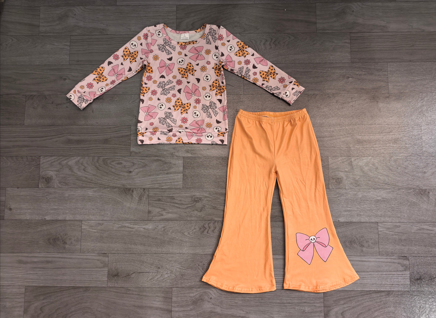 Baby Girls Bat Bows Ghosts Top Flare Pant Halloweens Clothes Sets