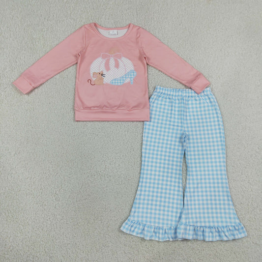 Sibling Baby Girls Long Sleeve Mouses Pumpkins Ruffle Flare Clothes Set Pant Rompers