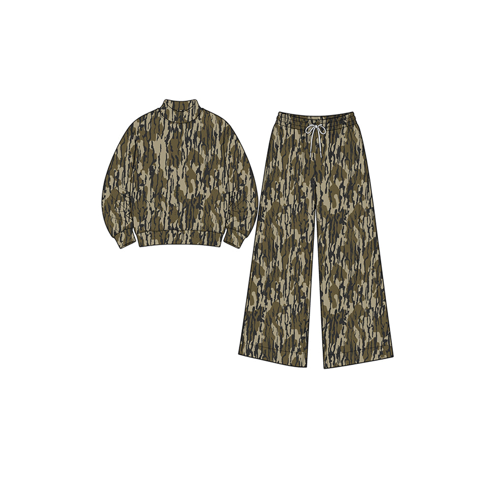 Preorder moq 5 Baby Girls Wood Camo Long Sleeve Top Pockets Pants Yoga Active Clothes Set