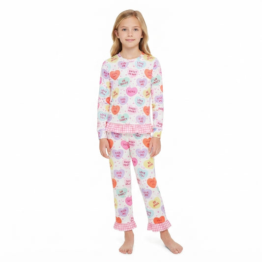 Baby Girls Sweet Hearts Top Pockets Ruffle Pant Valentines Clothes Set