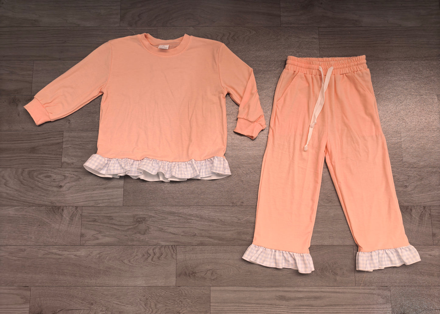 Baby Girls Light Pink Long Sleeve Top Ruffle Pant Clothes Set Preorder