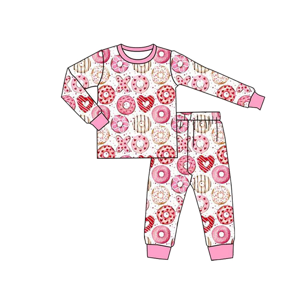 Baby Girls Hearts XOXO Donuts Top Pant Valentines Pajamas Set Preorder