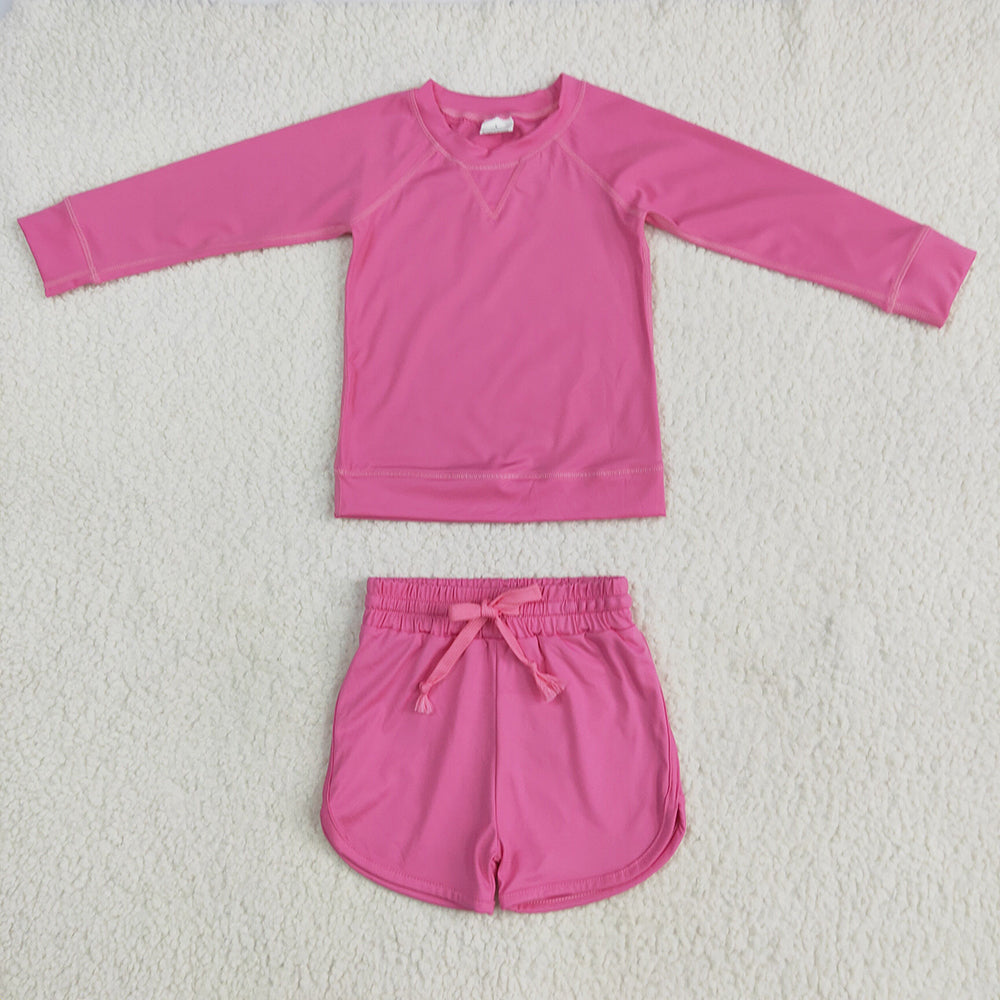 Baby Girls Hot Pink Long Sleeves Top Shorts Yoga Sets