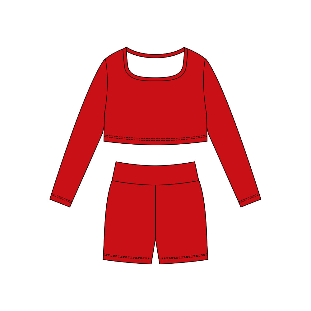 Baby Girls Red Long Sleeve Shirts Top Shorts Yoga Clothes Sets Preorder