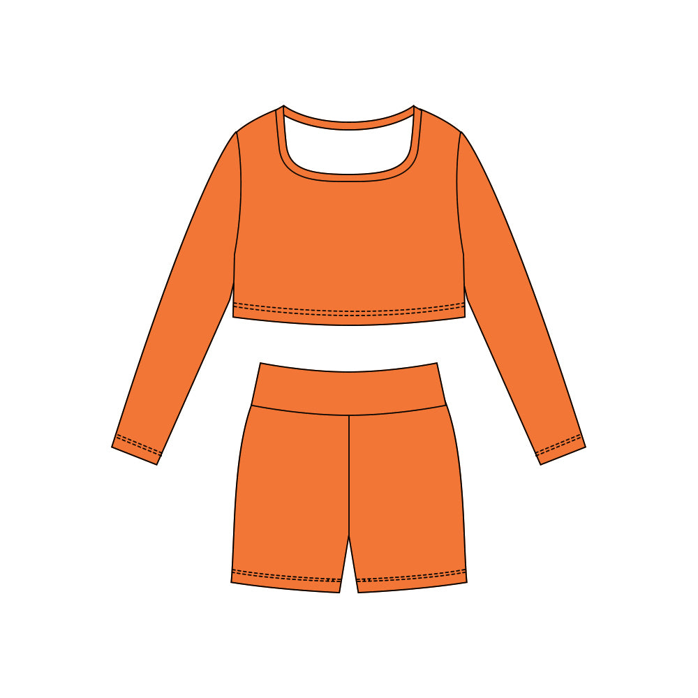Baby Girls Orange Long Sleeve Shirts Top Shorts Yoga Clothes Sets Preorder