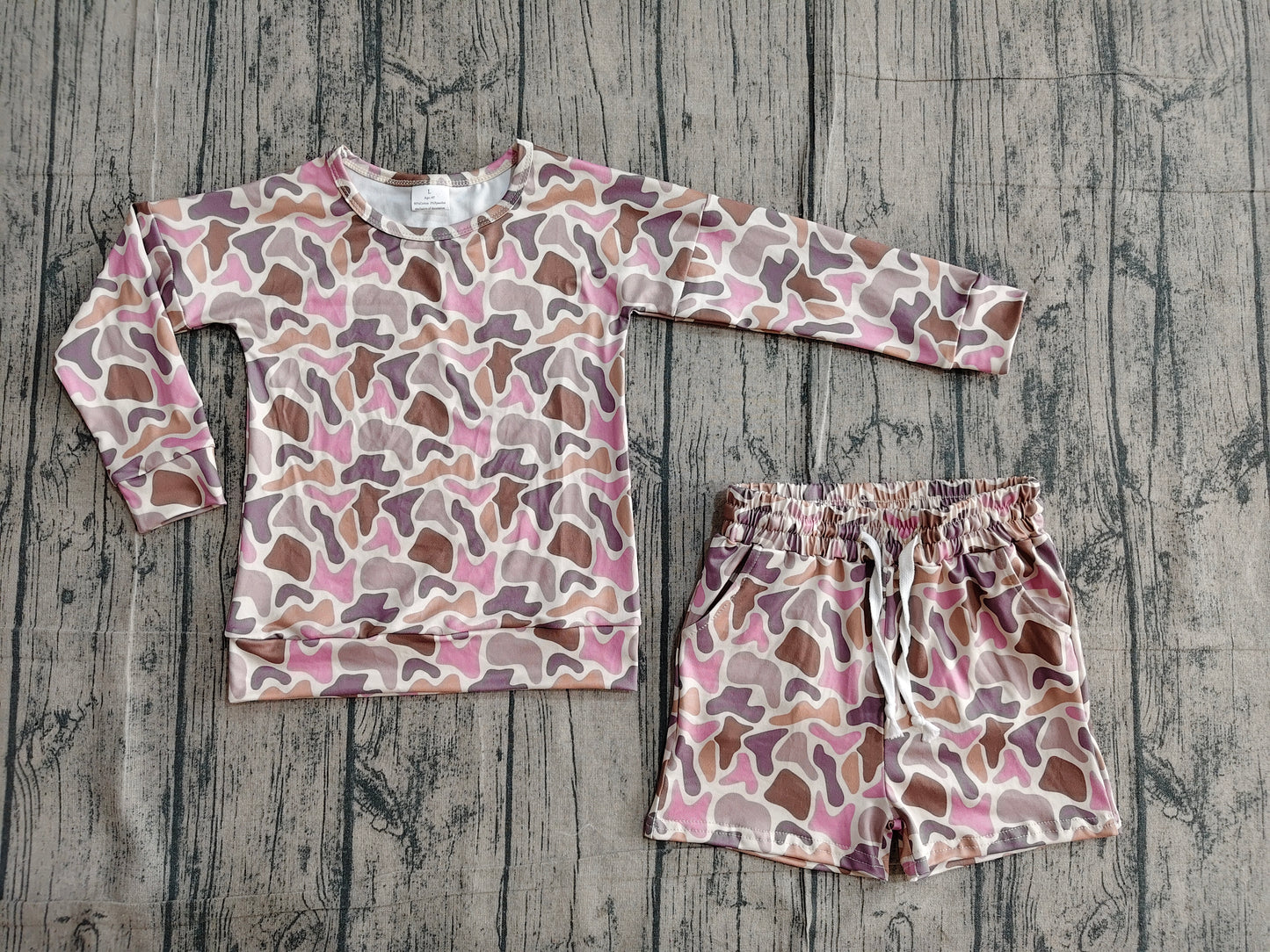 Baby Girls Long Sleeve Southern Camo Top Pockets Shorts Clothes Sets
