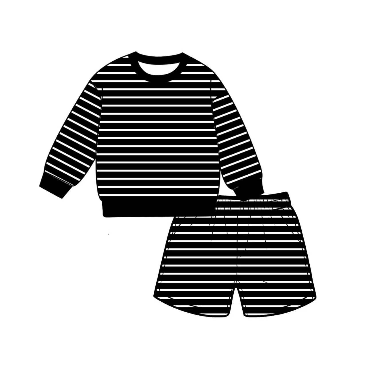 Preorder moq 5 Adult Women Black Stripe Shirt Top Short Yoga Active Clothes Set