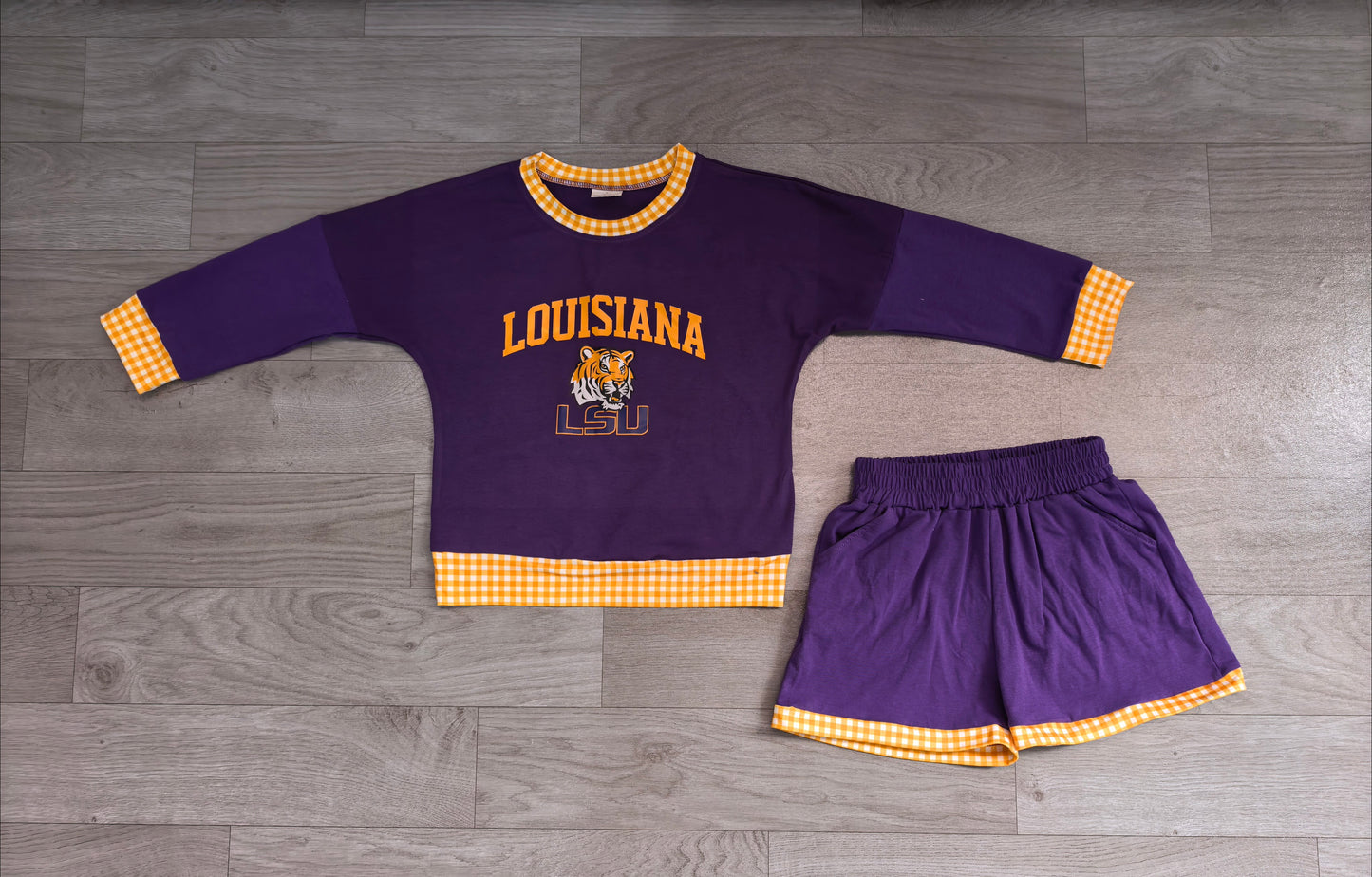 Baby Boys Vinyl Louisiana Long Sleeve Top Short Team Clothes Set Preorder