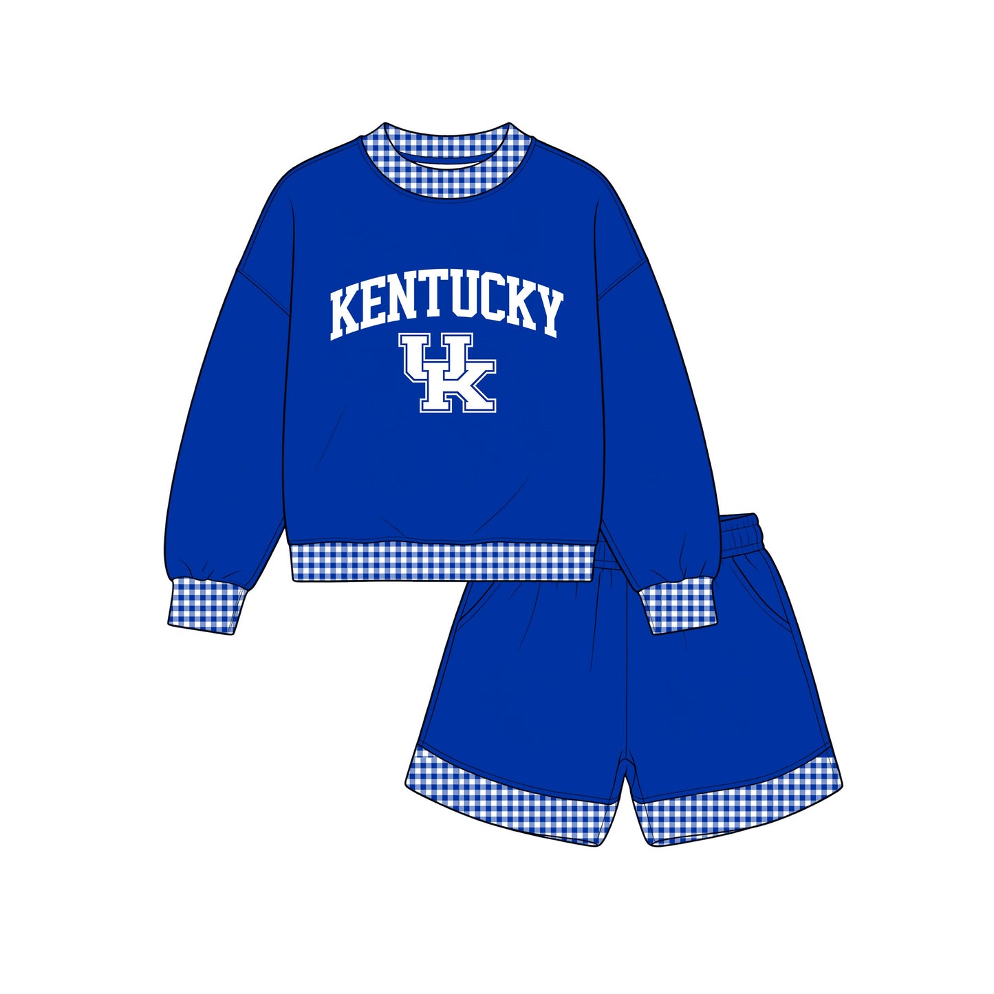 Preorder moq 5 Adult Women Kentucky Long Sleeve Top Short Team Clothes Set