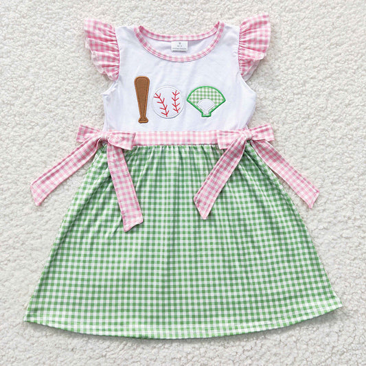 Sibling Boys Baby Girls Baseball Green Checkered Summer Outfits Suits