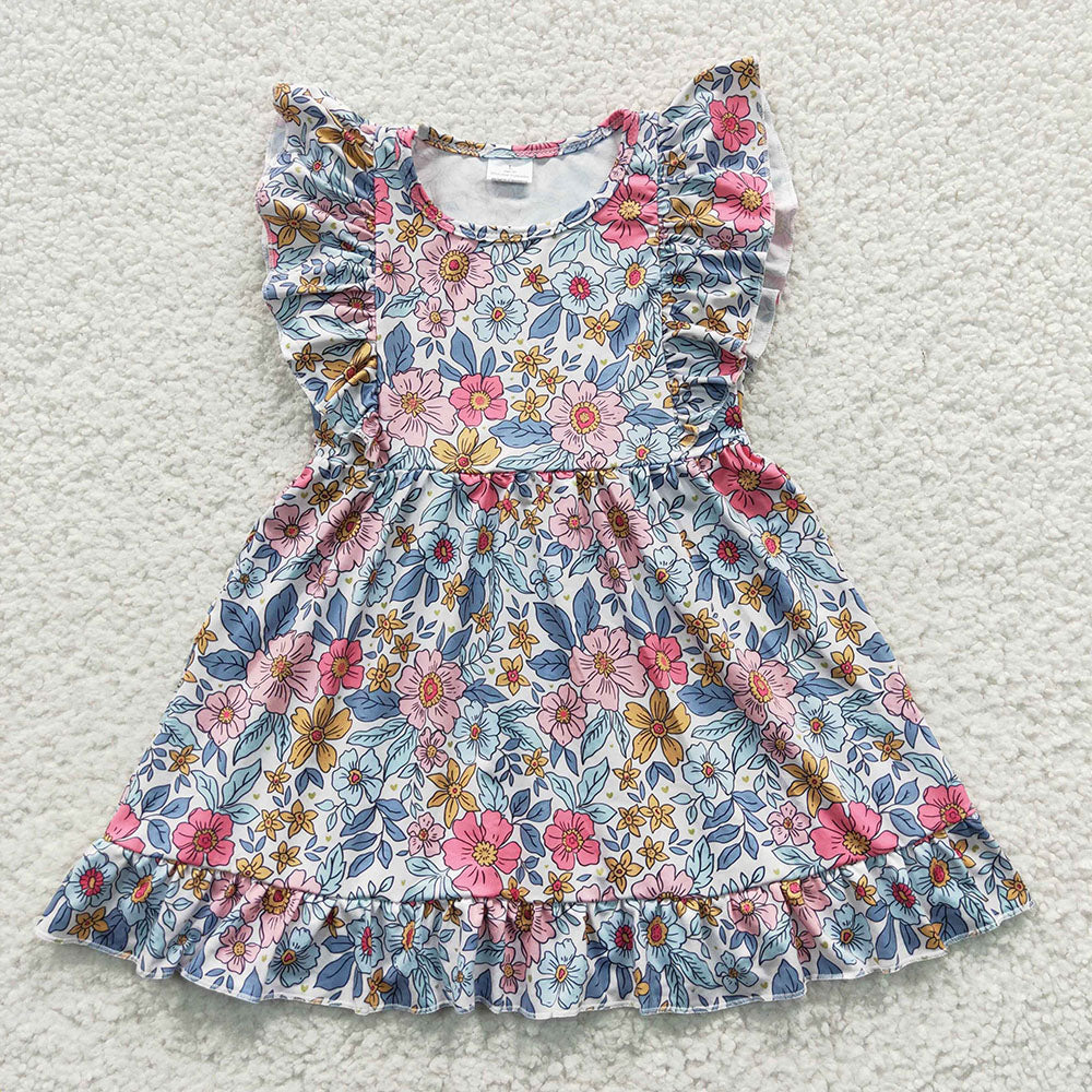 Sibling Sister Baby Girls Ruffles Summer Knee Length Dresses