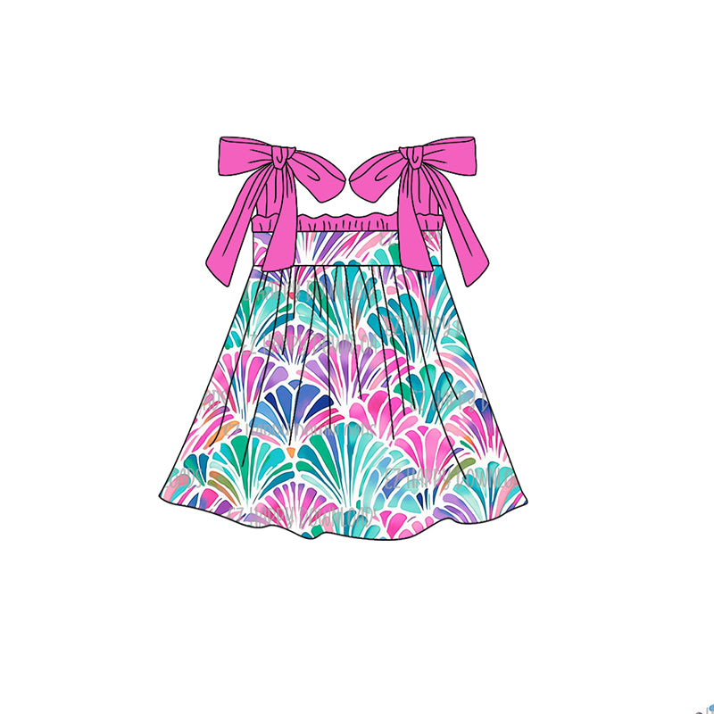 Baby Girls Straps Colorful Seashells Knee Length Dresses Preorder