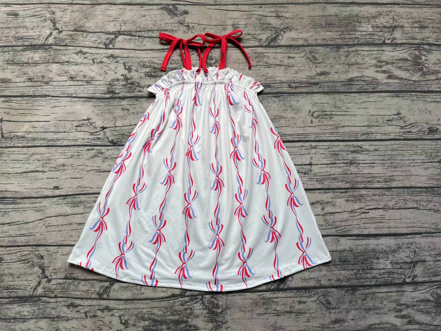 Baby Girls Bows Straps 4th Of July Knee Length Dresses