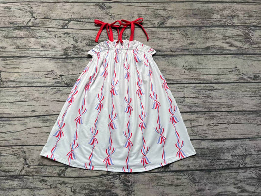 Baby Girls Bows Straps 4th Of July Knee Length Dresses