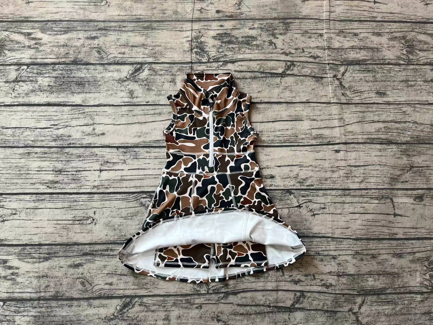 Baby Girls Brown Camo Athletic Active Wear Knee Length Dresses