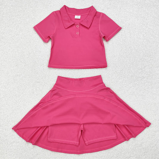 Baby Girls Hotpink Buttons Shirt Skirt Active Wear Clothes Sets