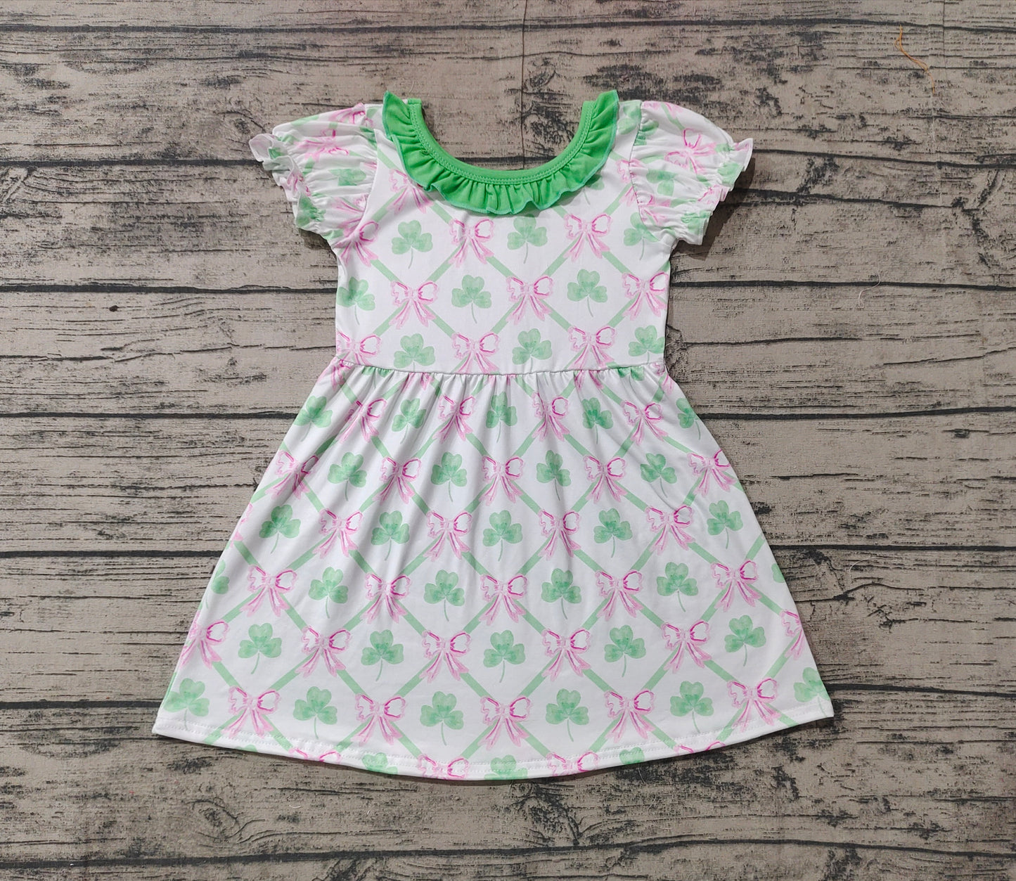 Baby Girls St Patrick Quatrefoil Bows Knee Length Dresses