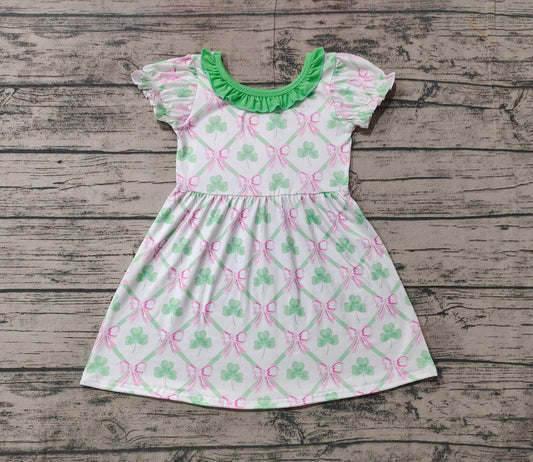 Baby Girls St Patrick Quatrefoil Bows Knee Length Dresses