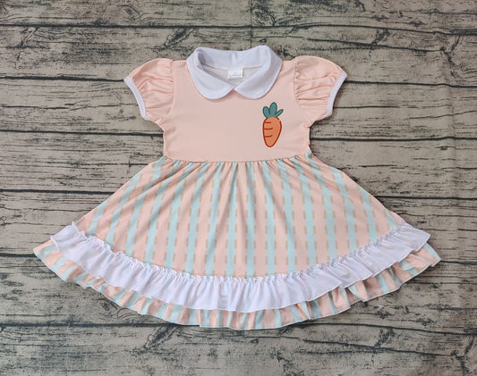 Baby Girls Easter Carrot Short Sleeve Knee Length Dresses