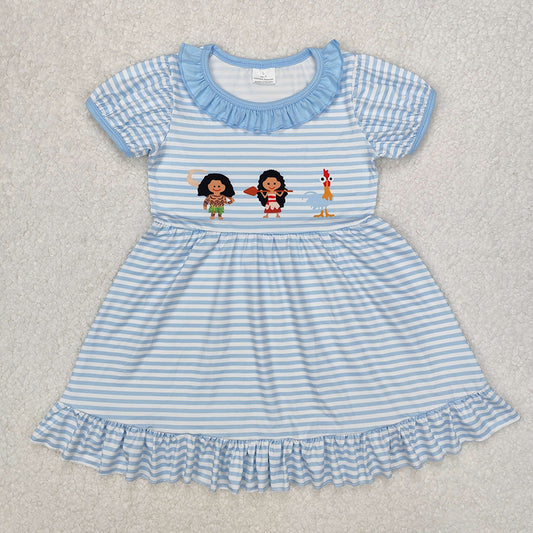 Sibling Baby Girls Blue Stripes Princess Rompers Dresses