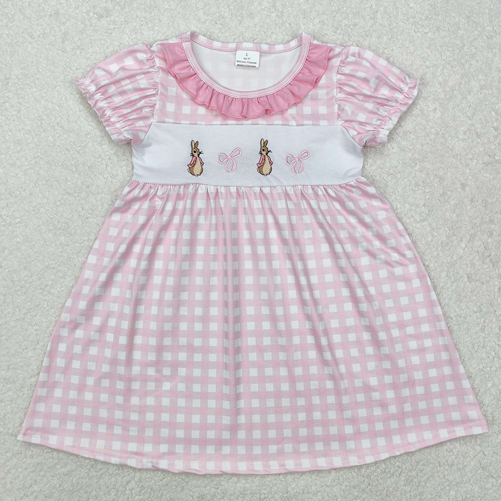 Baby Girls Pink Easter Rabbit Bows Knee Length Dresses