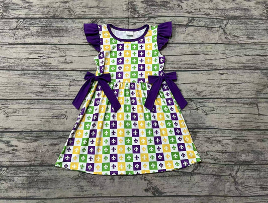 Baby Girls Mardi Gras Anchor Bows Knee Length Dresses