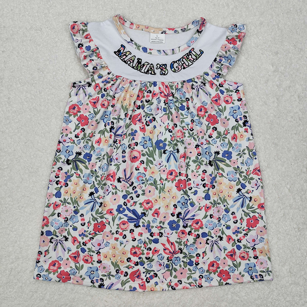 Baby Girls Mama's Girl Blue Flowers Knee Length Dresses