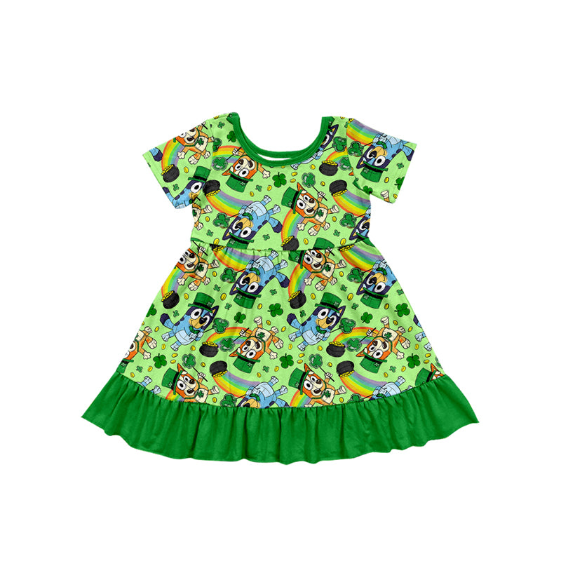 Baby Girls St Patrick Quatrefoil Dog Knee Length Dresses Preorder